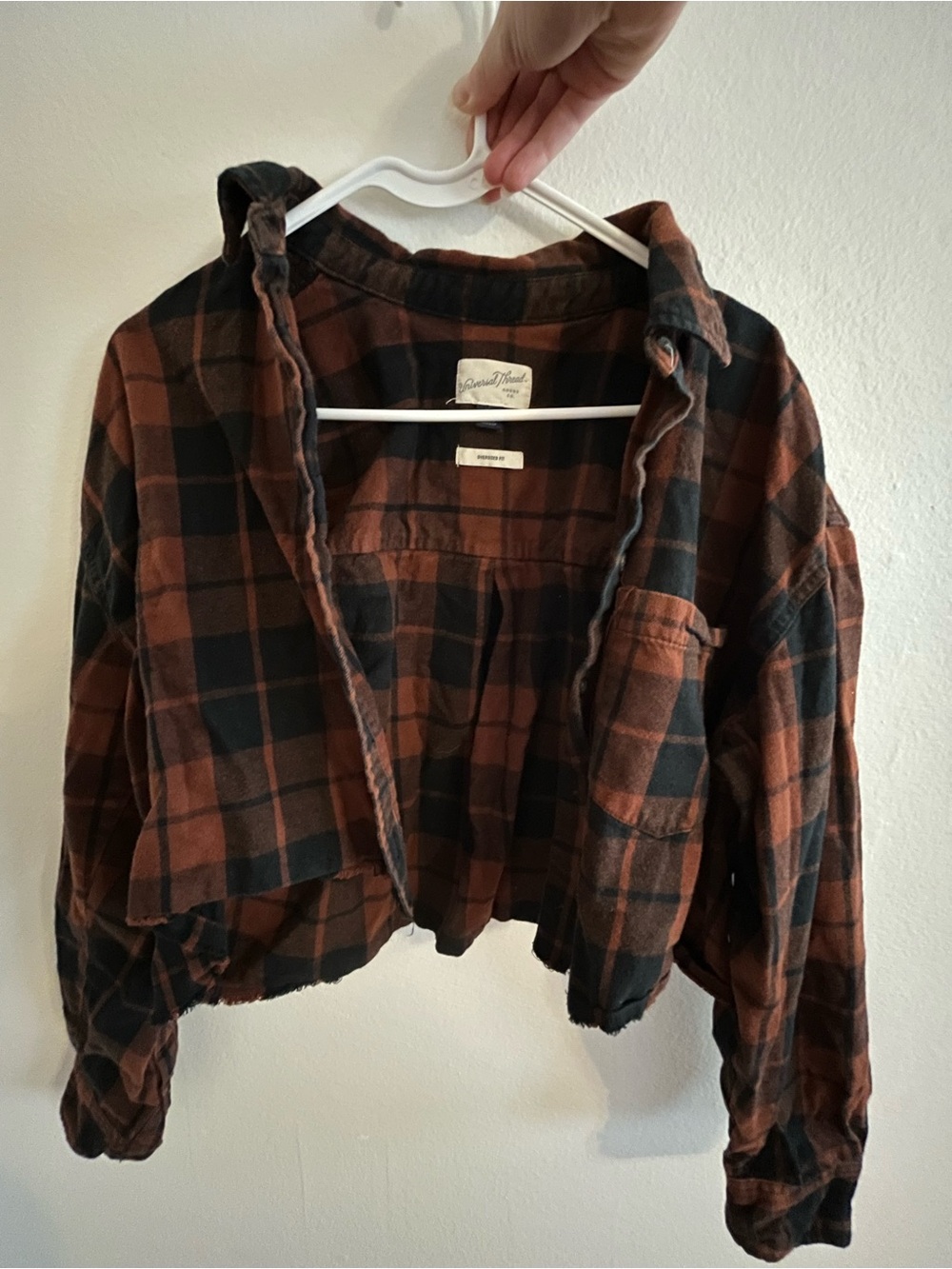 Blank NYC Black & Rust Plaid Cropped Flannel Shacket